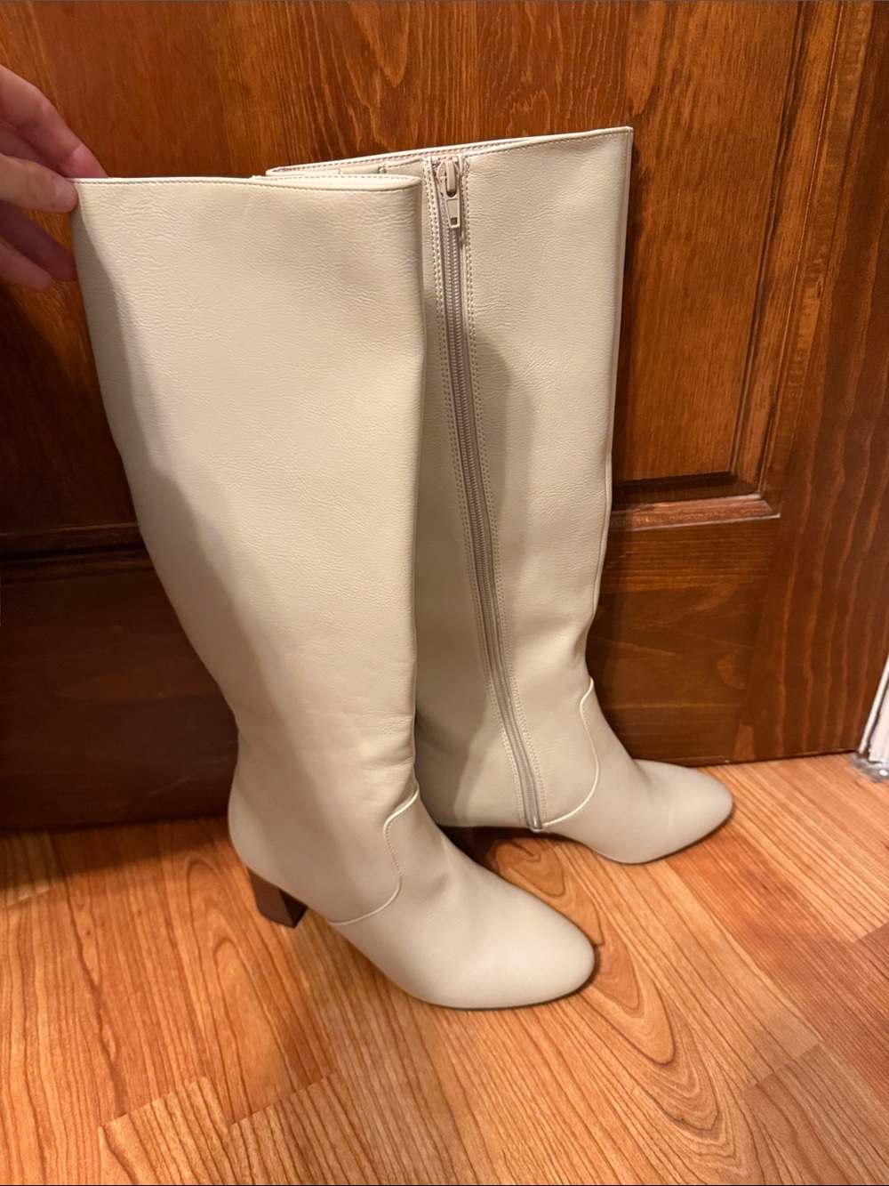 LOFT Cream Over-the-Knee Faux Leather Boots
